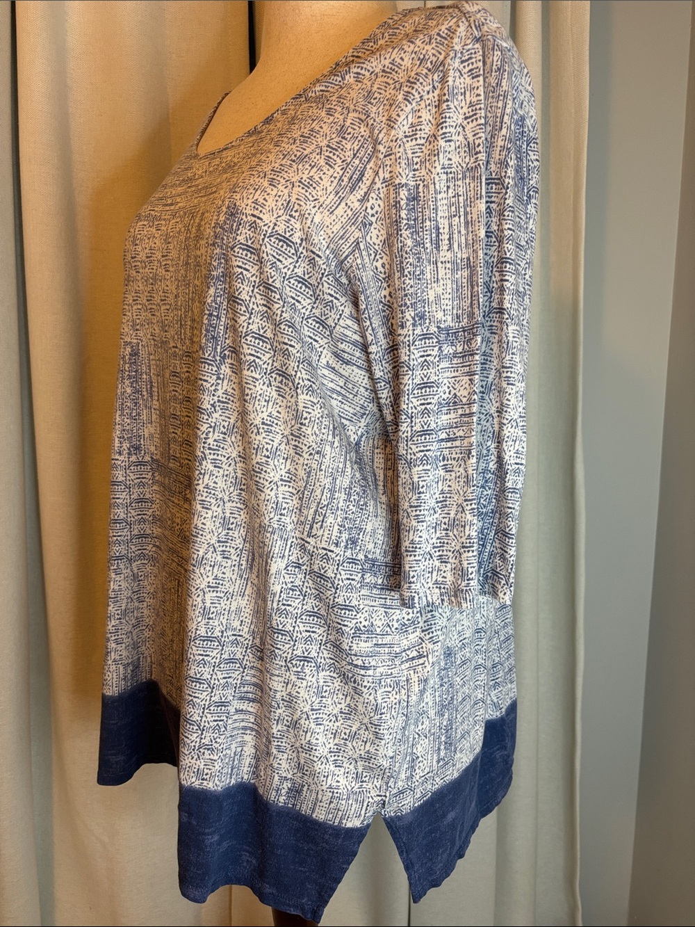 Pure Jill  Blue Geometric Patterned Scoop Neck Top -XL - Picture 4 of 7